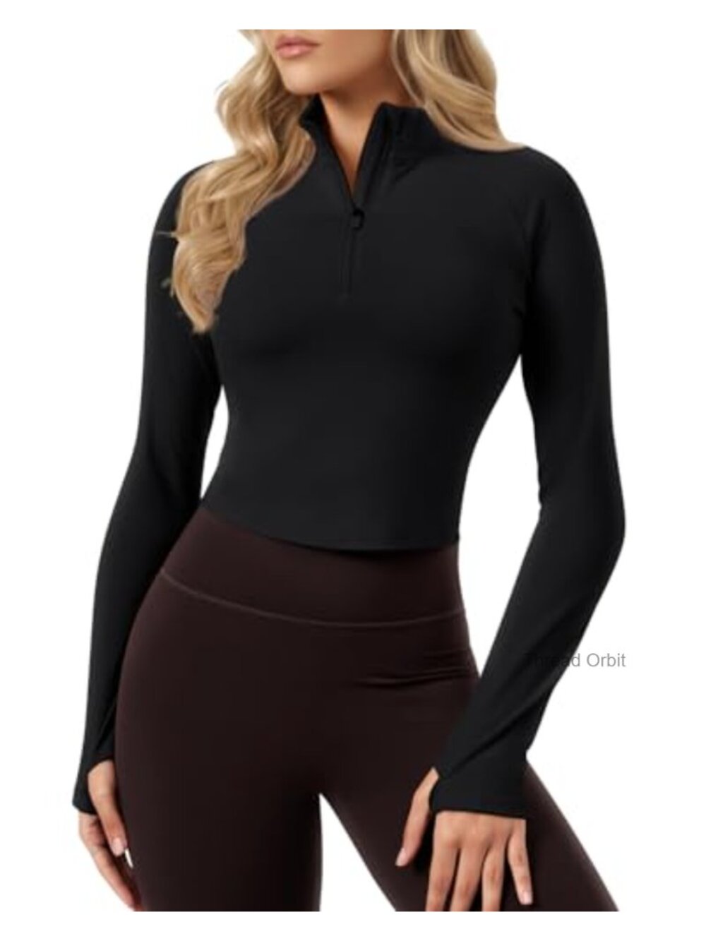 Women's Cropped Workout Jacket Half Zip Compression Long Sleeve Pullover Top